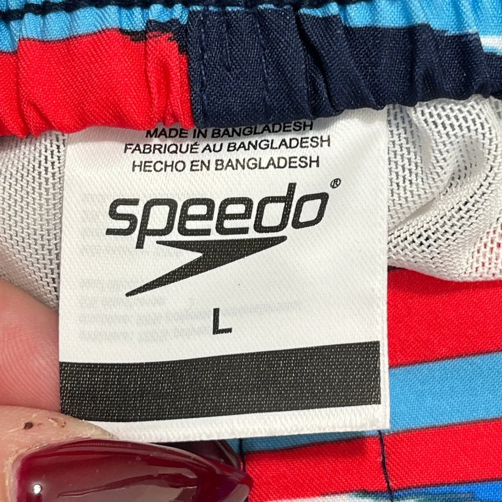 Speedo Shatter Stripe‎ Board Shorts Swim Trunks Striped L Men Beachwear